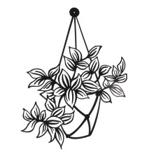 Escultura de cesta floral decorativa de parede em metal