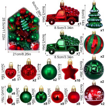 Set ornamente de Crăciun cu globuri pictate, 72 buc.