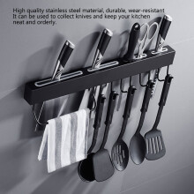 Black 304 Stainless Steel Kitchen Knife Rack 40cm
