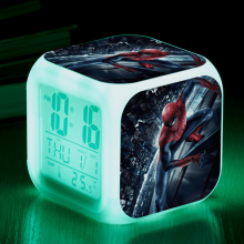 Despertador digital do Homem-Aranha para crianças com termômetro