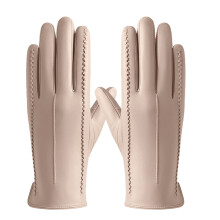 Dames winddichte leren handschoenen kaki M