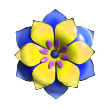 Arte de parede em forma de flor de metal para decoração de interiores e exteriores.