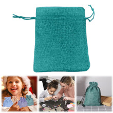 Bolsa de arpillera con cordón, estuche para joyas de yute y lino (1 unidad)