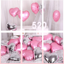 Ballons en aluminium en forme de cœur, argentés et roses, 10 pièces