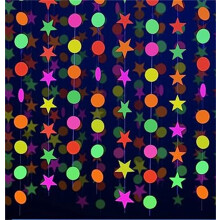 Guirlandes de papier phosphorescent réactives aux UV, 4 pièces, 5 couleurs