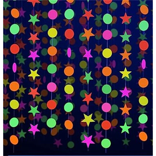 Guirlandes de papier phosphorescent réactives aux UV, 4 pièces, 5 couleurs