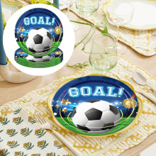 Assiettes en papier bleu pour fête de football (16 pièces)