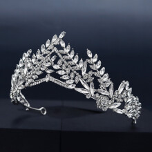 Couronne de cheveux en alliage d'argent et cristal, style baroque