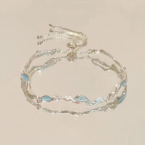 Pulseira de cristal com flor e laço em forma de lua para mulheres