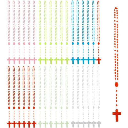 Collane rosario in plastica fosforescenti, 120 pezzi