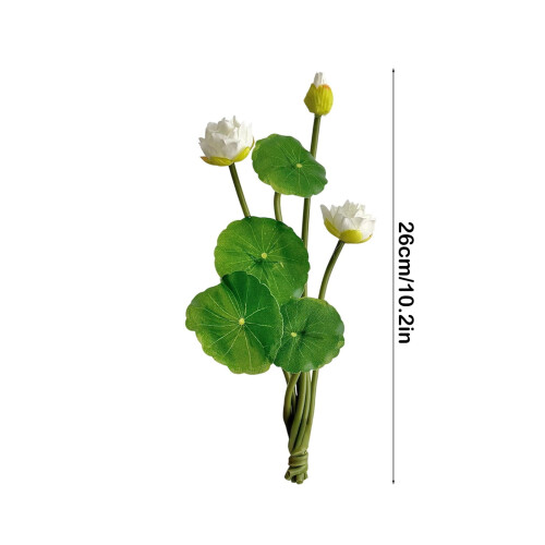 人造莲花与睡莲装饰 10.2英寸 白色 2