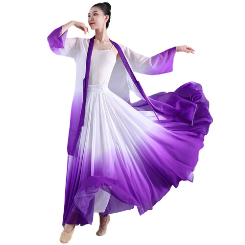 Women's Lyrical Dance Skirt-gradient p 720 degrees 85 long
