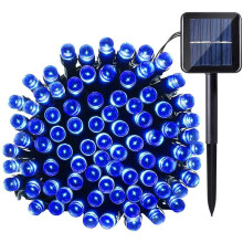 Vánoční solární řetězová světla 12 metrů, 100 LED diod, 8 režimů, modrá, 3
