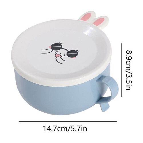 Blå isolerad lunchmugg i rostfritt stål med kaninlock1 2