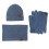Winterstrickset, gefütterte Mütze, Halswärmer, Handschuhe, blau 2