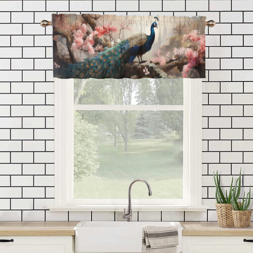 Peacock Curtains Valance for Home Decor, 54x18 in, 1 Panel 2