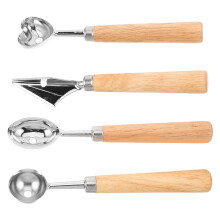 1Set Melonen- Und Obstschöpfer Mit Ergonomischem Holzgriff