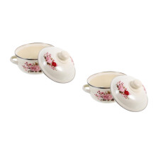 2Pcs Multi-Color Enamel Soup Pots with Lid Heat Resistant for Stews