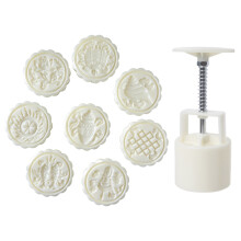 Nonrust Steel Mooncakes Molds 100G Capacity 8 Design Hand Press