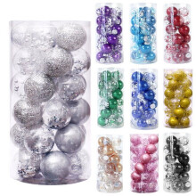 HESHENG Christmas Tree Ornaments 60mm Silver 24pc
