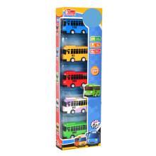 5 Pack Plastic Pull Back Buses