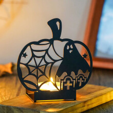 Halloween-kurpitsakaltta metallinen teevalo