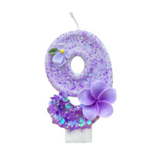 Bougies multicolores numérotées à motif floral (12 pièces)
