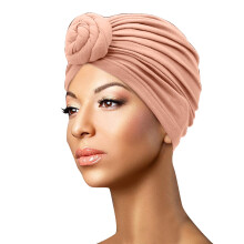 Roze, voorgeknoopte hoofddoek/turban voor dames, one size