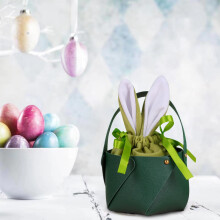 Sac de rangement lapin de Pâques avec oreilles en cuir (1 pièce)