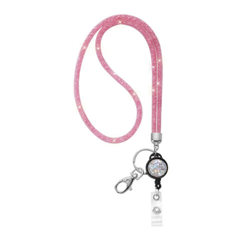 Lanière rétractable à strass pour porte-badge