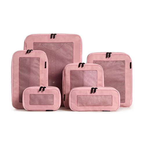 6er-Pack effektive Kompressionsbeutel für Reisen.-Rosa