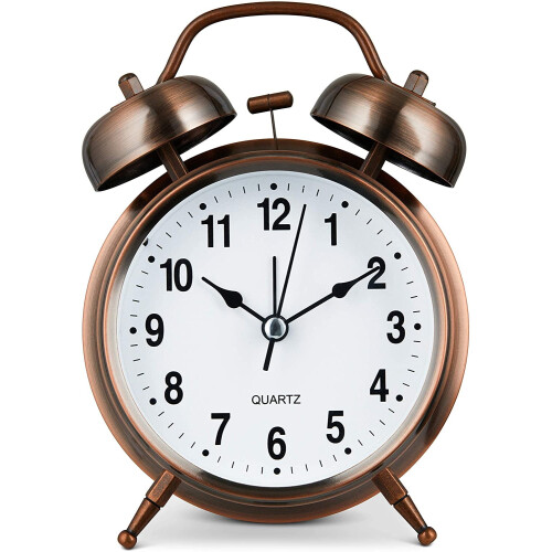 Analog Alarm Clock Copper Metal 4 Inch 2