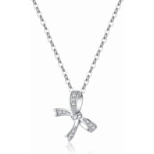 Sterling zilveren choker met strik en zirkonia (1 stuk)