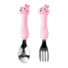 Plastic Handle Stainless Steel Baby Spoon Fork