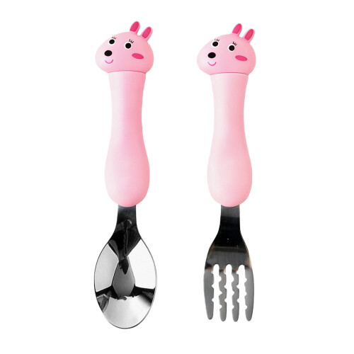 Plastic Handle Stainless Steel Baby Spoon Fork