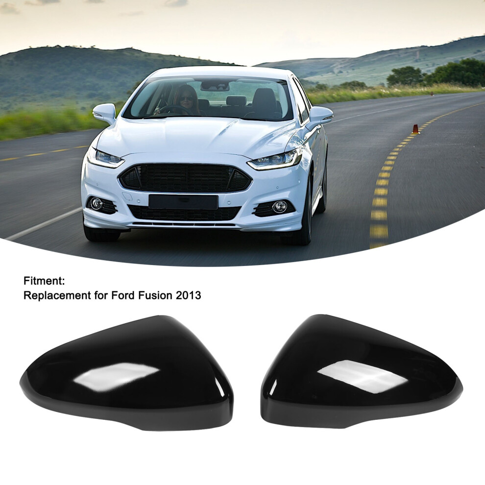 Glossy Side Mirror Covers Ford Fusion Black 7340572722850