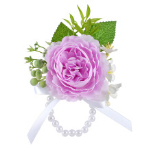 Realistische Rose Wedding Boutonniere-Paarse polsbloem
