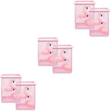 6Pcs Practical Pink Mesh Pencil Holder for Desk Storage