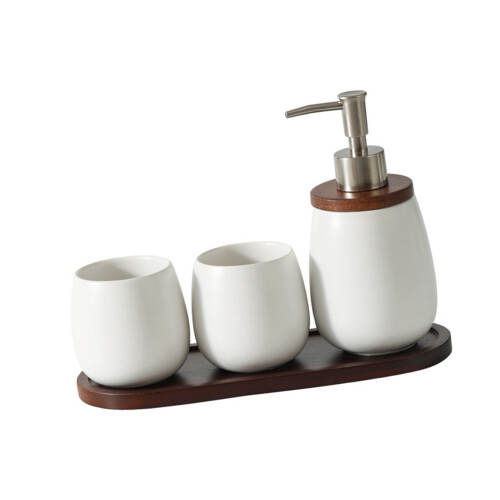 Thickened Ceramic Mouthwash Cup and Liquid Soap-White eggshell