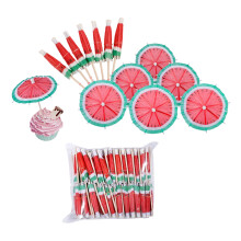 Pack Of 100 Wooden Drink Umbrellas Picks-watermelon umbrella