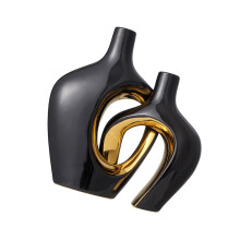 Aesthetic Vases Hollow Nordic Modern Ceramic Vases-black gold