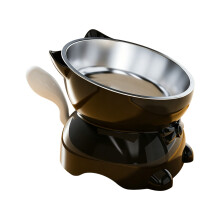 Stainless Steel Bowl Dog Feeding Station Splash Proof-Black