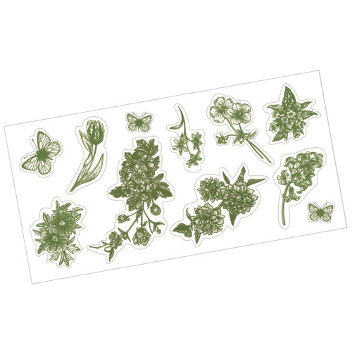 Green Florals Decal For Clear Drinking Glasses Artistic Easy