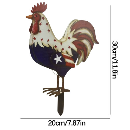 Patriotisk hanestatue i metall, rustikk 33 cm 1