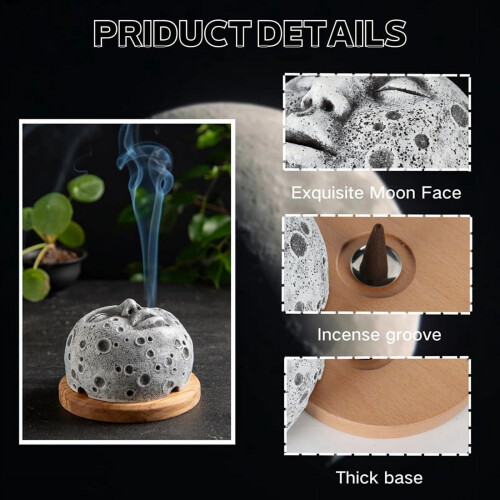Brûleur d'encens décoratif en forme de visage de lune