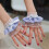 Stijlvolle blauwe gingham strikken versierde handmouwen 2