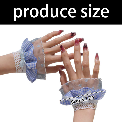 Stijlvolle blauwe gingham strikken versierde handmouwen 2