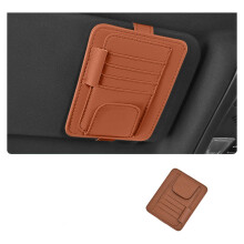Visière de voiture peu encombrante, porte-cartes avec-Brun