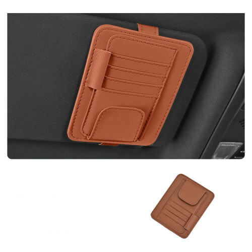 Elastic Strap Car Visors Document Holder With Not Slip-Brown