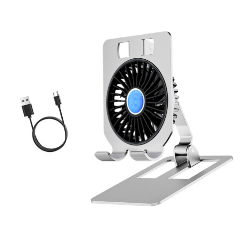Foldable Phone Tablets Stand With Efficient Cooling Fan-Black
